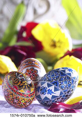 Close-up of decorated Easter eggs View Large Photo Image Stock Image - Close-up of decorated Easter eggs. Fotosearch