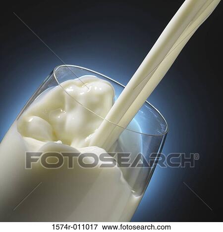 Stock Photo - Close-up of milk being poured into a glass. Fotosearch
