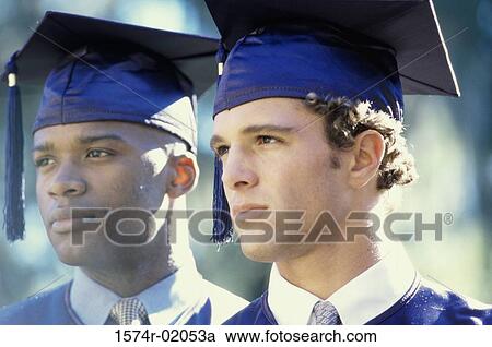 Close-up of two male graduates View Large Photo Image Stock Image - Close-up of two male graduates. Fotosearch