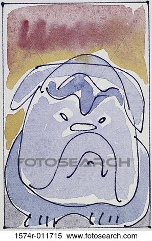 Stock Photography - Dog VII Diana Ong (b. 1940 Chinese-American) Ink & watercolor Private Collection. Fotosearch