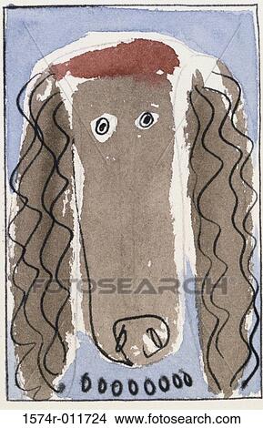 Picture - Dog XIII Diana Ong (b. 1940 Chinese-American) Ink & watercolor Private Collection. Fotosearch