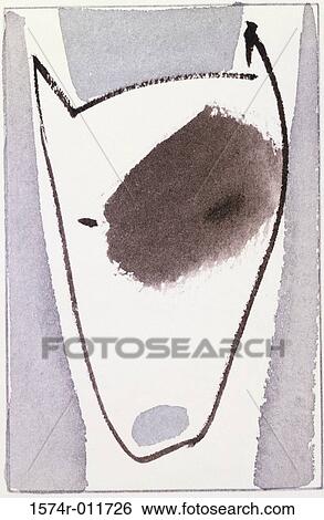 Stock Photograph - Dog XV Diana Ong (b. 1940 Chinese-American) Ink & watercolor Private Collection. Fotosearch