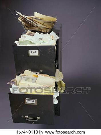 Stock Image - Filing cabinet with an open drawer. Fotosearch