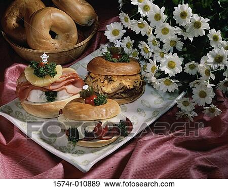 Stock Photo - Ham sandwiches on a tray. Fotosearch