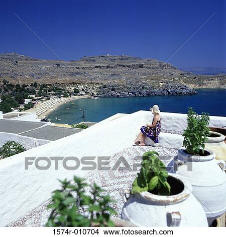Picture - Lindos Rhodes Dodecanese Islands Greece. Fotosearch
