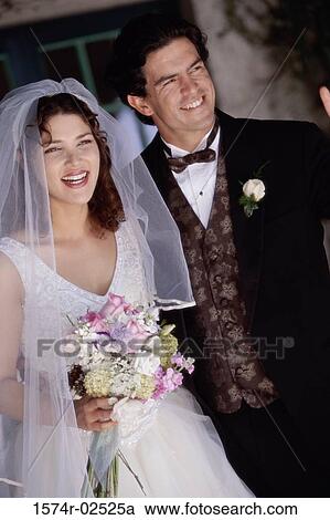 Newlywed couple smiling View Large Photo Image Stock Image - Newlywed couple smiling. Fotosearch