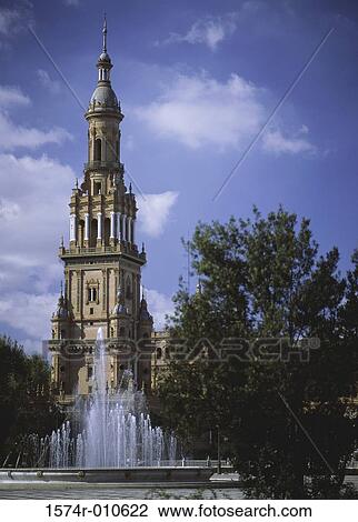 Plaza de Espana Seville Spain View Large Photo Image Stock Image - Plaza de Espana Seville Spain. Fotosearch