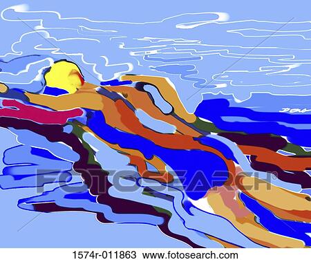 Stock Image - Swimmer 2002 Diana Ong (b. 1940/Chinese-American) Computer graphics. Fotosearch
