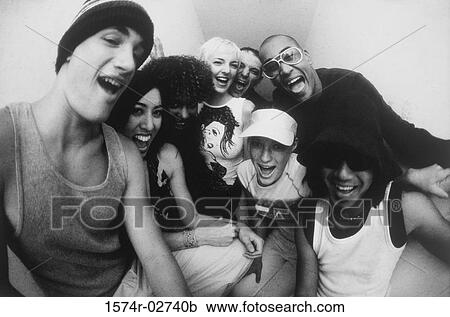 Stock Image - Close-up of a group of young people smiling. Fotosearch