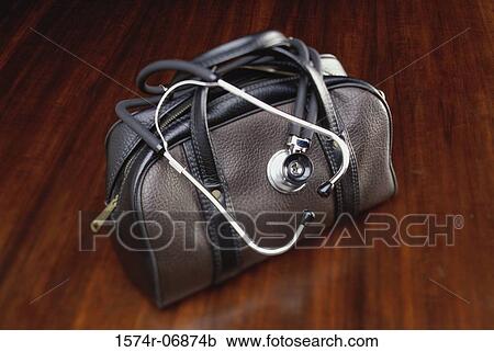 Close-up of a stethoscope on a doctor's bag View Large Photo Image Stock Image - Close-up of a stethoscope on a doctor's bag. Fotosearch