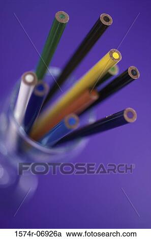 Close-up of colored pencils in a container View Large Photo Image Stock Image - Close-up of colored pencils in a container. Fotosearch
