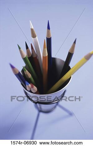Close-up of colored pencils in a container View Large Photo Image Stock Image - Close-up of colored pencils in a container. Fotosearch