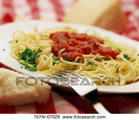 Stock Photo - Close-up of spaghetti in a plate. Fotosearch