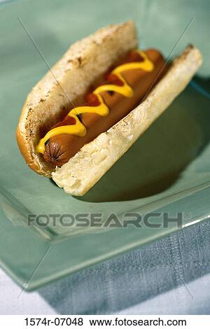 Stock Photo - Hot dog with mustard. Fotosearch