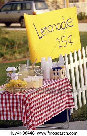 Lemonade stand in front of a house View Large Photo Image Stock Photograph - Lemonade stand in front of a house. Fotosearch