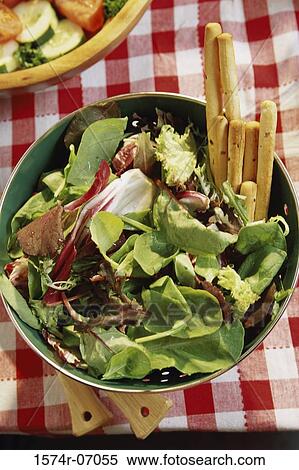 Mixed salad with bread sticks View Large Photo Image Stock Photography - Mixed salad with bread sticks. Fotosearch