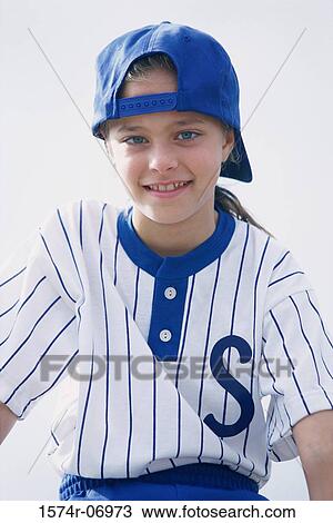 Portrait of a girl in a baseball uniform View Large Photo Image Stock Image - Portrait of a girl in a baseball uniform. Fotosearch