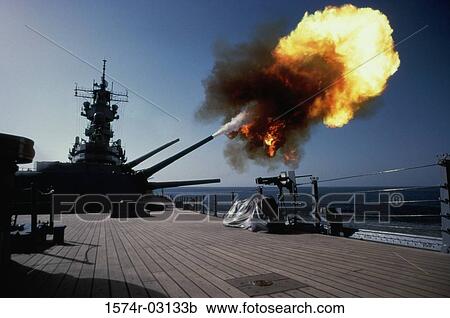 USS Wisconsin firing Mark 7 guns View Large Photo Image Stock Image - USS Wisconsin firing Mark 7 guns. Fotosearch