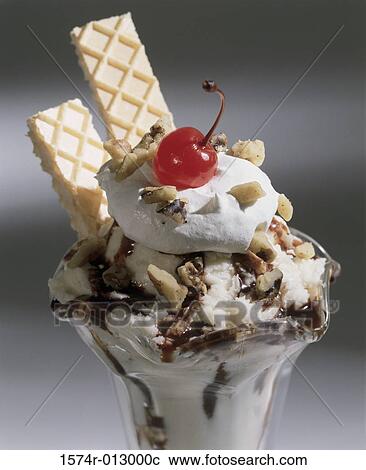 Close-up of hot fudge sundae in a glass View Large Photo Image Stock Image - Close-up of hot fudge sundae in a glass. Fotosearch