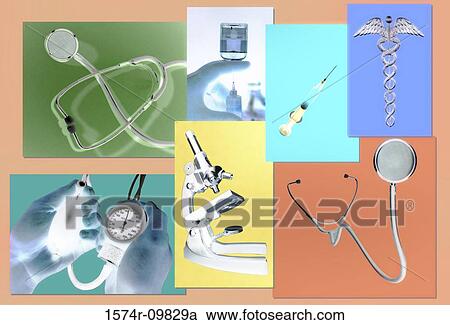 Stock Image - Collage of medical pictures. Fotosearch