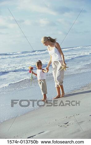 Mother and daughter walking on the beach View Large Photo Image Stock Image - Mother and daughter walking on the beach. Fotosearch