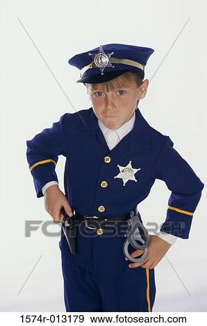 Portrait of a boy dressed as a policeman View Large Photo Image Stock Photo - Portrait of a boy dressed as a policeman. Fotosearch