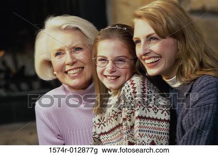 Portrait of a daughter with her mother and grandmother smiling View Large Photo Image Stock Image - Portrait of a daughter with her mother and grandmother smiling. Fotosearch