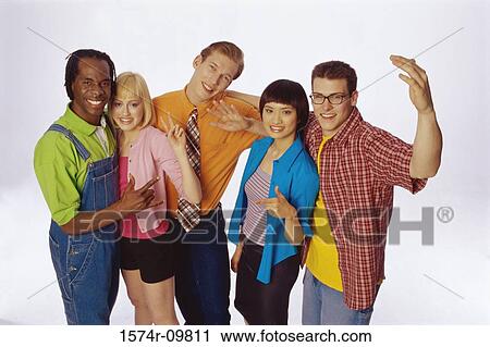 Stock Image - Portrait of a group of young people. Fotosearch