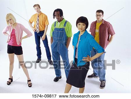 Stock Photo - Portrait of a group of young people. Fotosearch