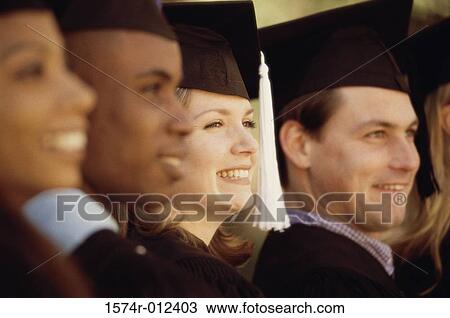 Side profile of four young graduates smiling View Large Photo Image Stock Image - Side profile of four young graduates smiling. Fotosearch