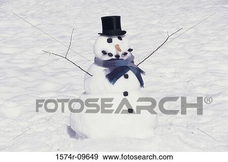 Snowman on a field View Large Photo Image Stock Photo - Snowman on a field. Fotosearch
