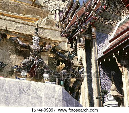 Stock Photo - Wat Phra Kaeo (Temple of the Emerald Buddha) Bangkok Thailand. Fotosearch