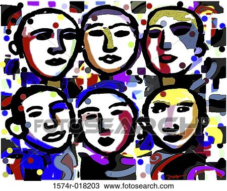 Stock Image - A Half Dozen Heads 2003 Diana Ong (b. 1940 Chinese-American) Computer graphics. Fotosearch