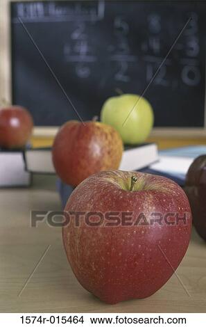 Picture - Apples in a classroom. Fotosearch