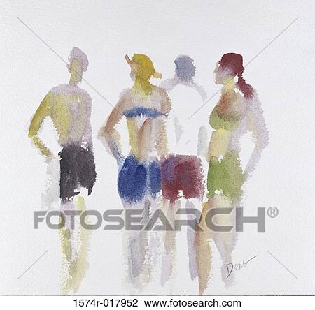 Beach Goers 1998 Diana Ong (b. 1940/Chinese-American) Watercolor View Large Photo Image Stock Image - Beach Goers 1998 Diana Ong (b. 1940/Chinese-American) Watercolor. Fotosearch
