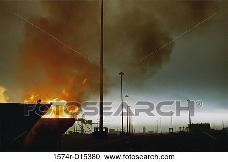 Burning Oil Facility Operation Desert Storm Kuwait (Feb. -Mar. 1991) View Large Photo Image Stock Image - Burning Oil Facility Operation Desert Storm Kuwait (Feb. -Mar. 1991). Fotosearch