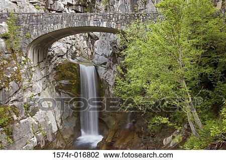 Stock Image - Christine Falls Mount Rainier National Park Washington USA. Fotosearch