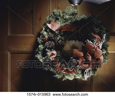 Christmas wreath on a door View Large Photo Image Stock Image - Christmas wreath on a door. Fotosearch