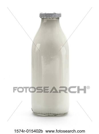 Stock Image - Close-up of a bottle of milk. Fotosearch
