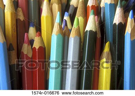 Close-up of a large group of colored pencils View Large Photo Image Stock Photograph - Close-up of a large group of colored pencils. Fotosearch