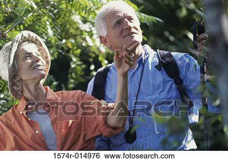 Close-up of a senior couple in a forest View Large Photo Image Stock Photograph - Close-up of a senior couple in a forest. Fotosearch