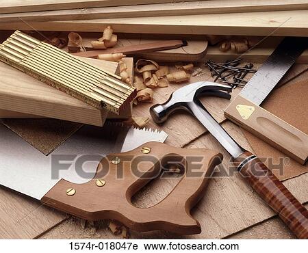 Close-up of carpentry tools View Large Photo Image Stock Image - Close-up of carpentry tools. Fotosearch