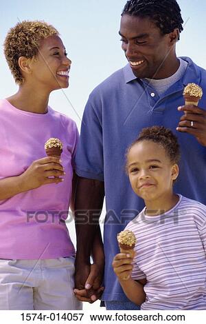 Close-up of parents and their daughter holding ice cream cones View Large Photo Image Stock Photo - Close-up of parents and their daughter holding ice cream cones. Fotosearch
