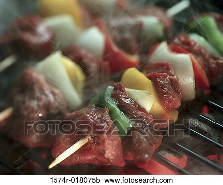 Stock Image - Close-up of shish kebab. Fotosearch