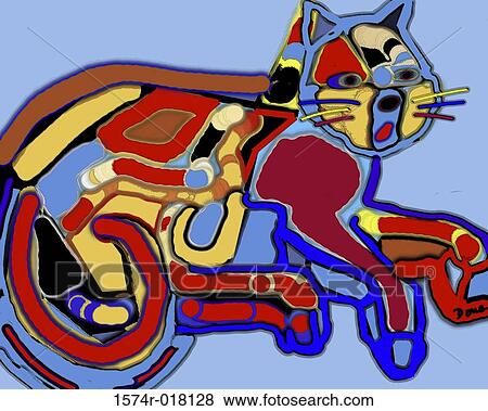 Stock Photo - Cool Cat 2002 Diana Ong (b. 1940/Chinese-American) Computer graphics. Fotosearch