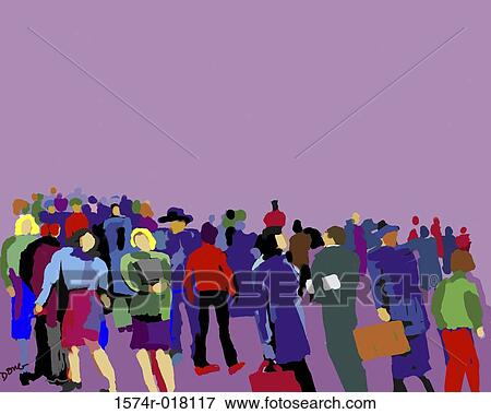 Crowd in Transit 2002 Diana Ong (b. 1940/Chinese-American) Computer graphics View Large Photo Image Stock Photo - Crowd in Transit 2002 Diana Ong (b. 1940/Chinese-American) Computer graphics. Fotosearch