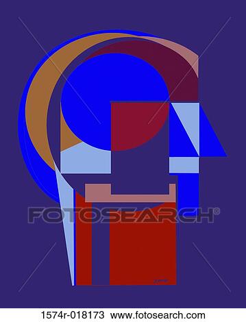 Stock Image - Cubic Head 2002 Diana Ong (b. 1940 Chinese-American) Computer graphics. Fotosearch