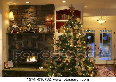 Stock Image - Decorated Christmas tree. Fotosearch