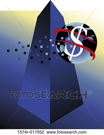 Stock Image - Dollar sign on a globe. Fotosearch