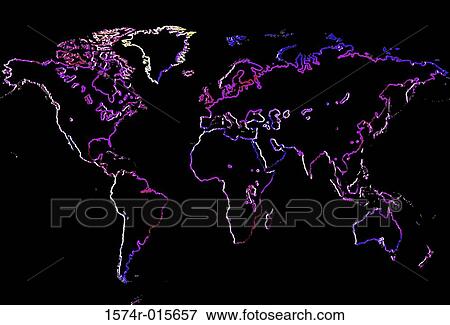 Glowing outline of a world map View Large Photo Image Stock Photo - Glowing outline of a world map. Fotosearch